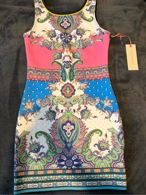 Women’s Multicolor Paisley Tank Dress - Pink & Blue